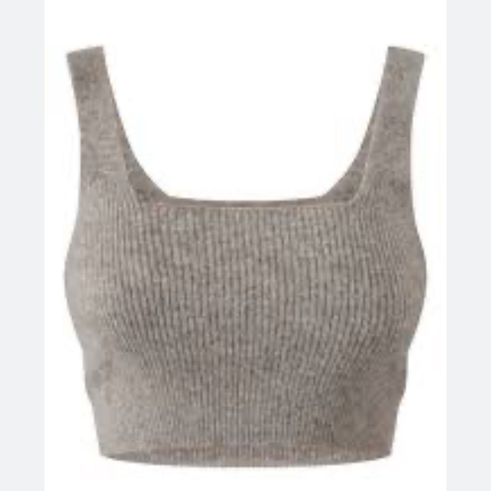 H&M tan knitted‎ cropped tank sweater top Sz M